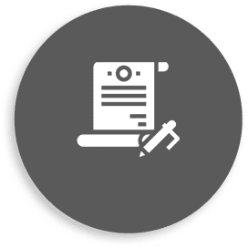 Document icon with a pen on circle.