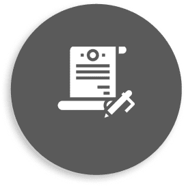 Document icon with a pen on circle.
